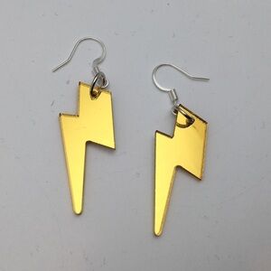 Gold & Mirror Ziggy Stardust Lightning Earrings